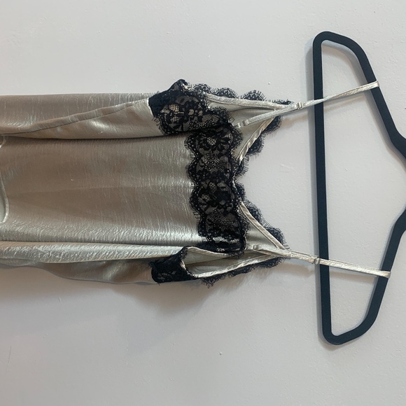 NWOT SILKY TOP WITH LACE - Picture 2 of 3